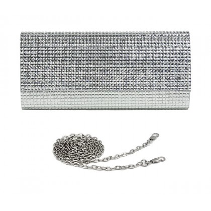 Evening Bag - 12 PCS - Jeweled Acrylic Beads w/ Flap - Clear -BG-100317CL